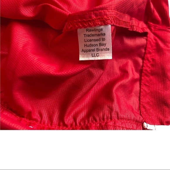 Rawlings Men’s 1/4 Zip Short Sleeved Red Wind Breaker Jacket - Picture 8 of 10